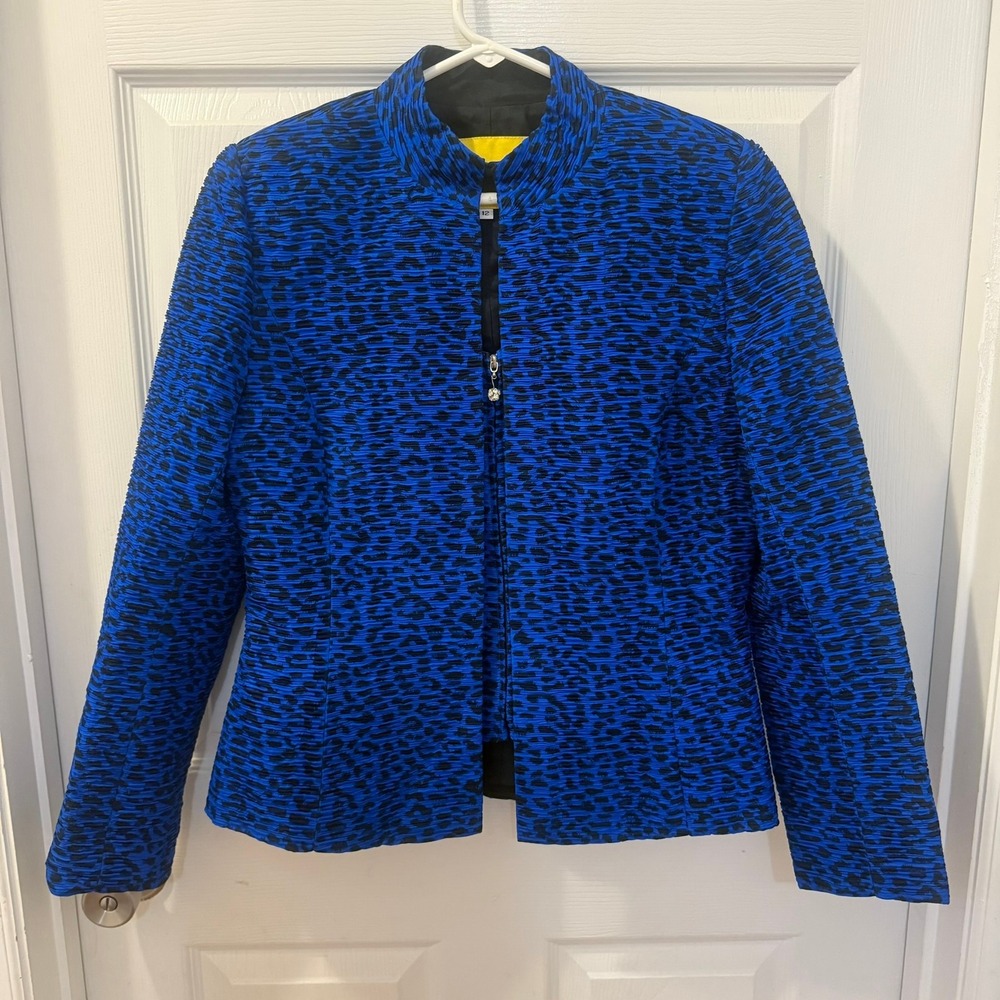 Flores & Flores Silk Y2K Textured‎ Blazer Jacket Tank Set Animal Print Size 12